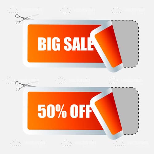 Big Sale and 50% Off Coupon Tags